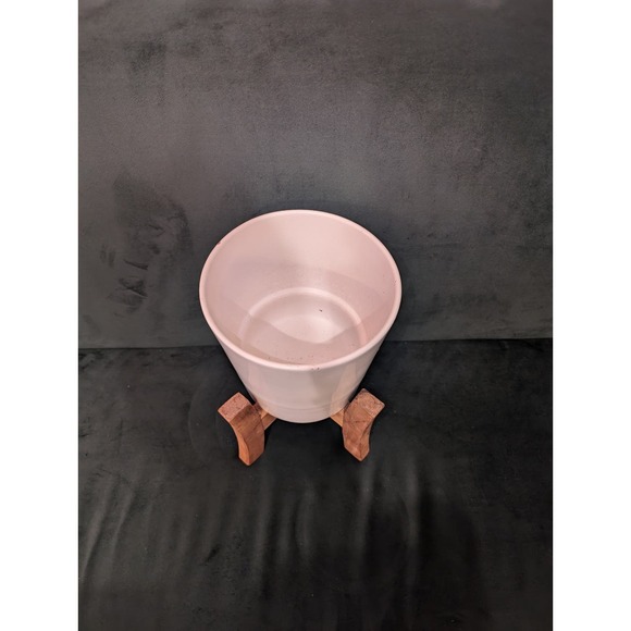 Planter. Ceramic with Wooden Base - Picture 2 of 5